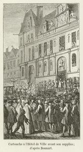 Cartouche på Hôtel de Ville före hans avrättning; enligt Bonnart av French School