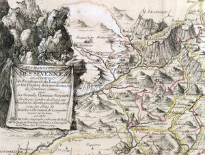 Kartusch från en karta över regionen Cevennes, 1703