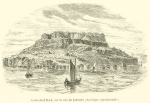 Castle-Reef Rock, vid Labradors kust, Nordamerika (gravyr) av French School