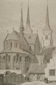 Katedralen på 1850-talet, Roskilde, Danmark, från Le Tour du Monde, publicerad i Paris, 1860-talet av French School