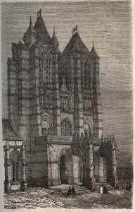 Cathedrale Notre-Dame de Noyon i Oise, Picardie - gravyr i "Histoire de France"" av Victor Duruy (1811-1894) - 1882 av French School