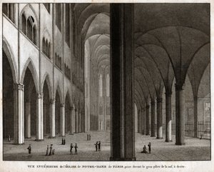 Notre-Dame de Paris katedral. (gravyr, ca 1850) av French School