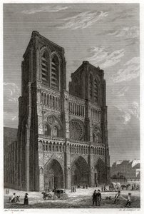 Notre-Dame de Paris katedral. (gravyr, ca 1850) av French School