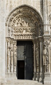 Cathedrale de chartres, viken till vänster om den kungliga porten mot väster sa uppstigningen av French School