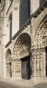 Cathedrale de chartres, portal kunglig fasad väster av French School