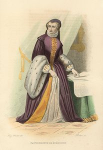Catherine de Medici (färgad gravyr) av French School