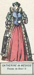 Catherine de Medici, Femme de Henri II (färgad gravyr) av French School