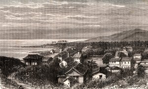 Cayenne - Commune en outre mer Guyane - gravyr i "La France illustree: geografi, historia, statistisk administration" av V.A. Malt-brunt. 1884 av French School
