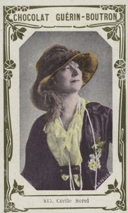 Cecile Sorel (färgad bild) av French School