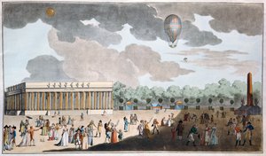 Firande av Bastilledagen den 14 juli på Champs Elysees, Paris 1801 (handfärgad akvatint) av French School