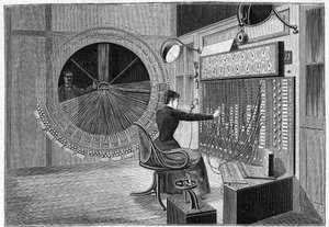 Teatrofonens centralkontor (hemmabioauditions) i Paris 1892. av French School