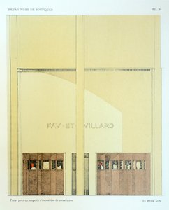 Keramikutställningslokal, tallrik 20, illustration från Devantures de Boutiques av Louis-Pierre Sezille, Paris, 1927 av French School