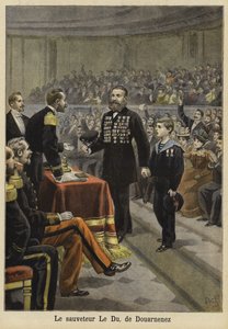 Ceremoni för att hedra Mr Le Du, en räddare från Douarnenez, Bretagne, 1897 av French School