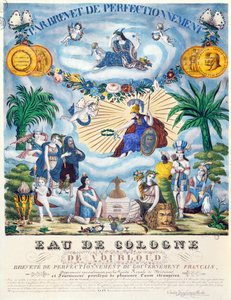 Certifikat för en Eau de Cologne tillverkad av J.F. Vourloud, ca 1825 av French School