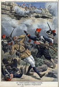 Tchad, bakhåll vid Abir Taouil (Abir-Taouil), kapten Fiegenschuhs död, illustration från 