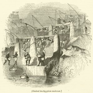 Shadouf av moderna egyptier (gravyr) av French School