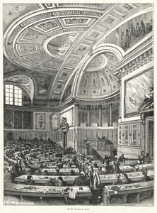 Chambre des Pairs (kammarkammaren), överhuset i det franska parlamentet från 1814 till dess avskaffande efter revolutionen 1848 (gravyr) av French School
