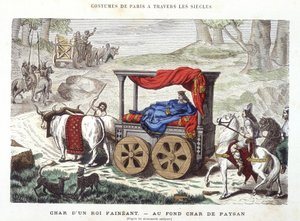Röding av en lat kung och vagn av en bonde - i "Paris genom århundradena"" 1881 av French School