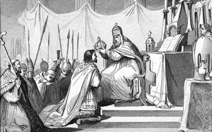 Karl den Store (742-814) krönt av påven Leo III (c.750-816) vid Peterskyrkan i Rom den 25 december 800, från 
