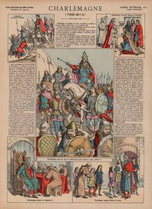 Charlemagne, 768-814 (färg litho) av French School