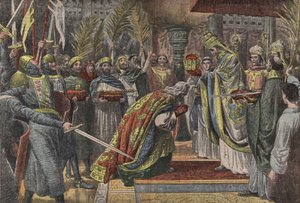Karl den store kröns av påven Leo III i Le Pelerin av French School
