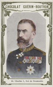 Charles I, kung av Rumänien (färgat foto) av French School