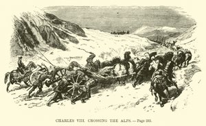 Karl VIII korsar Alperna av French School