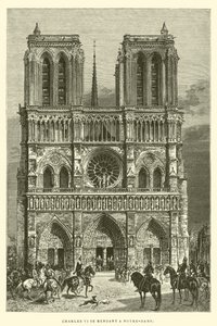 Karl VI på väg till Notre-Dame (gravyr) av French School