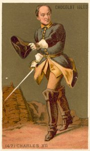 Karl XII av Sverige (chromolitho) av French School