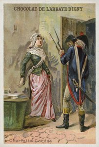 Charlotte Corday, mördare av den franska revolutionära jakobinska ledaren Jean-Paul Marat av French School