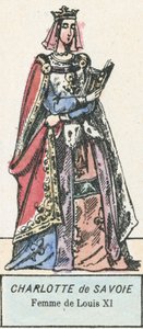 Charlotte av Savojen, Ludvig XI:s hustru (färgad gravyr) av French School