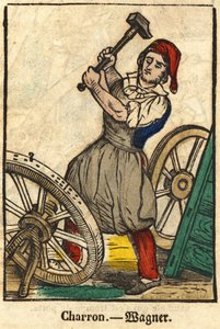 Charron (som tillverkar vagnar); Serie om handel, bild av Epinal från 1800-talet. av French School
