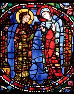 Chartres katedral, Glasmålning föreställande den blå jungfruns bebådelse (glasmålning) av French School