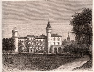 Chateau de Lamartine - 71520 Saint Point - gravyr i "La France illustree: geografi, historia, statistisk administration" av V.A. Malt-brunt. 1884 av French School
