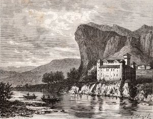 Chateau de la Caze en Lozere - gravyr i "La France illustree: geografi, historia, statistisk administration" av V.A. Malt-brunt. 1884 av French School