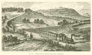 Rack Järnväg från Wien till Kahlenberg (gravyr) av French School