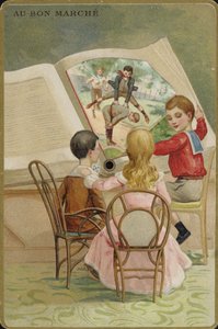 Barn som läser överdimensionerad bok av French School
