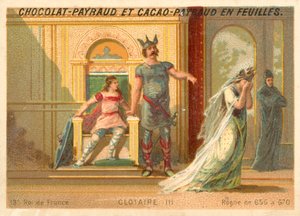 Chlothar III, frankisk kung av Neustrien och Bourgogne (chromolitho) av French School
