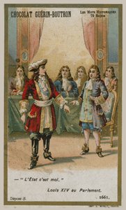 Chocolat Guerin-Boutron handelskort, Historic Words-serien av French School