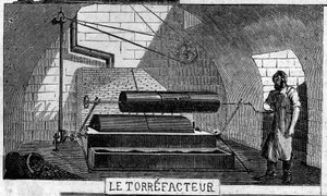 Chokladtillverkning: torrefaktorn. Usine de M. Masson, Paris av French School