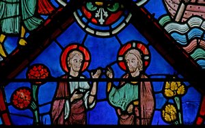 Kristus ger St Thomas i uppdrag (w23) av French School