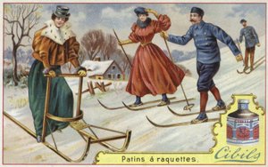 Cibils-kort med skidåkning och pulka av French School