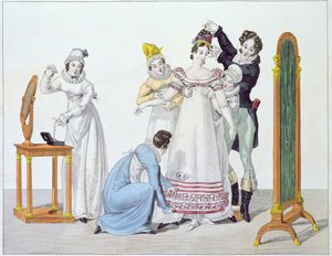 Fem för en, tallrik 3 från serien Le Bon Genre, tidigt 1800-tal av French School