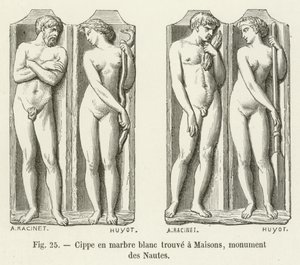 Cippus i vit marmor hittad vid Maisons, monument des Nautes