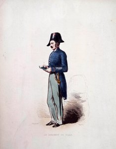 Stadssergeantuniform för medlem av polisstyrkorna under monarkin i juli (1830-1848) 1800-talet av French School
