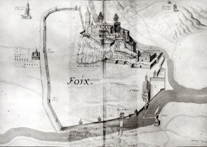 Staden Foix, från Grand Atlas, tidigt 1600-tal (wc på papper) av French School