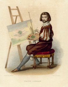 Claude Lorrain (färgad gravyr) av French School