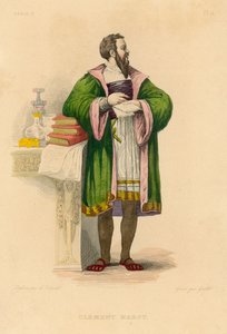 Clement Marot (färgad gravyr) av French School