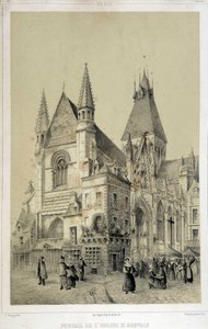 Klipp, portal till St Gervais-kyrkan (Saint Gervais) - litografi av French School