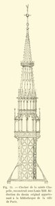 Sainte Chapelles klocktorn, återuppbyggt under Ludvig XIII, Reduktion av originalteckningen tillhörande biblioteket i staden Paris av French School